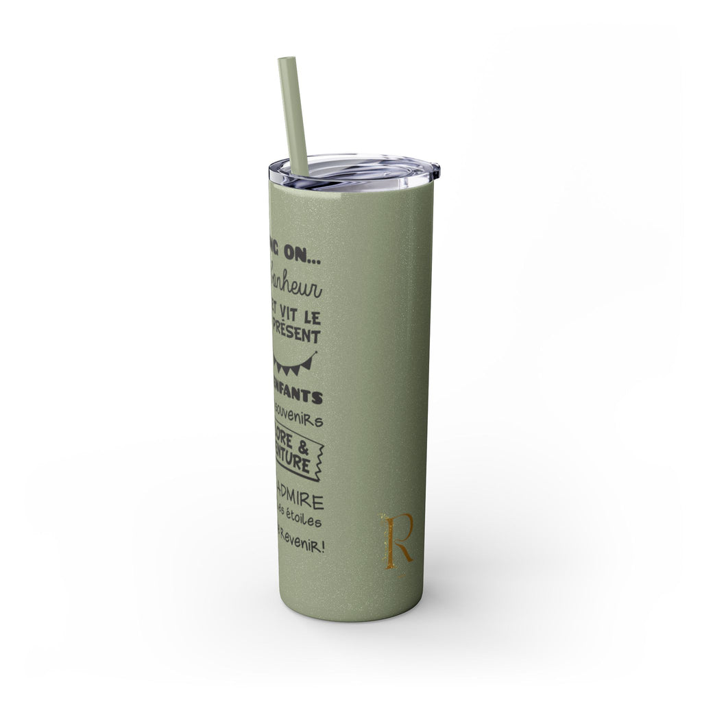 Adventure Camping Skinny Tumbler with Straw – 20oz Insulated Travel Cup for Outdoor Enthusiasts