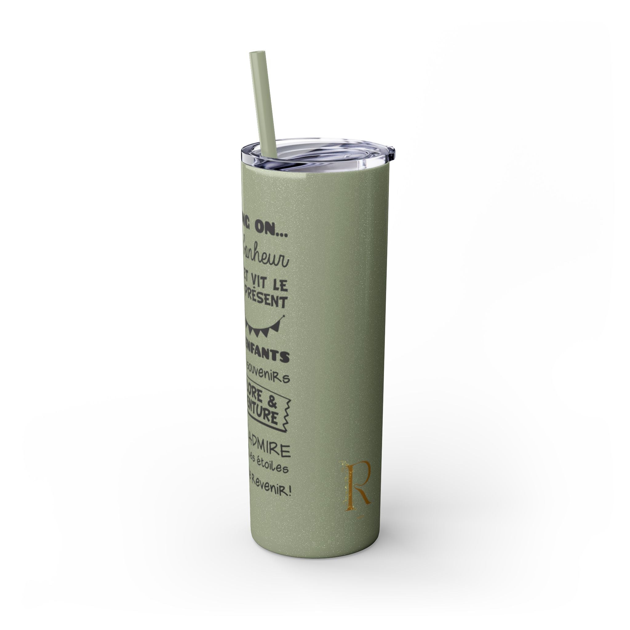 Adventure Camping Skinny Tumbler with Straw – 20oz Insulated Travel Cup for Outdoor Enthusiasts