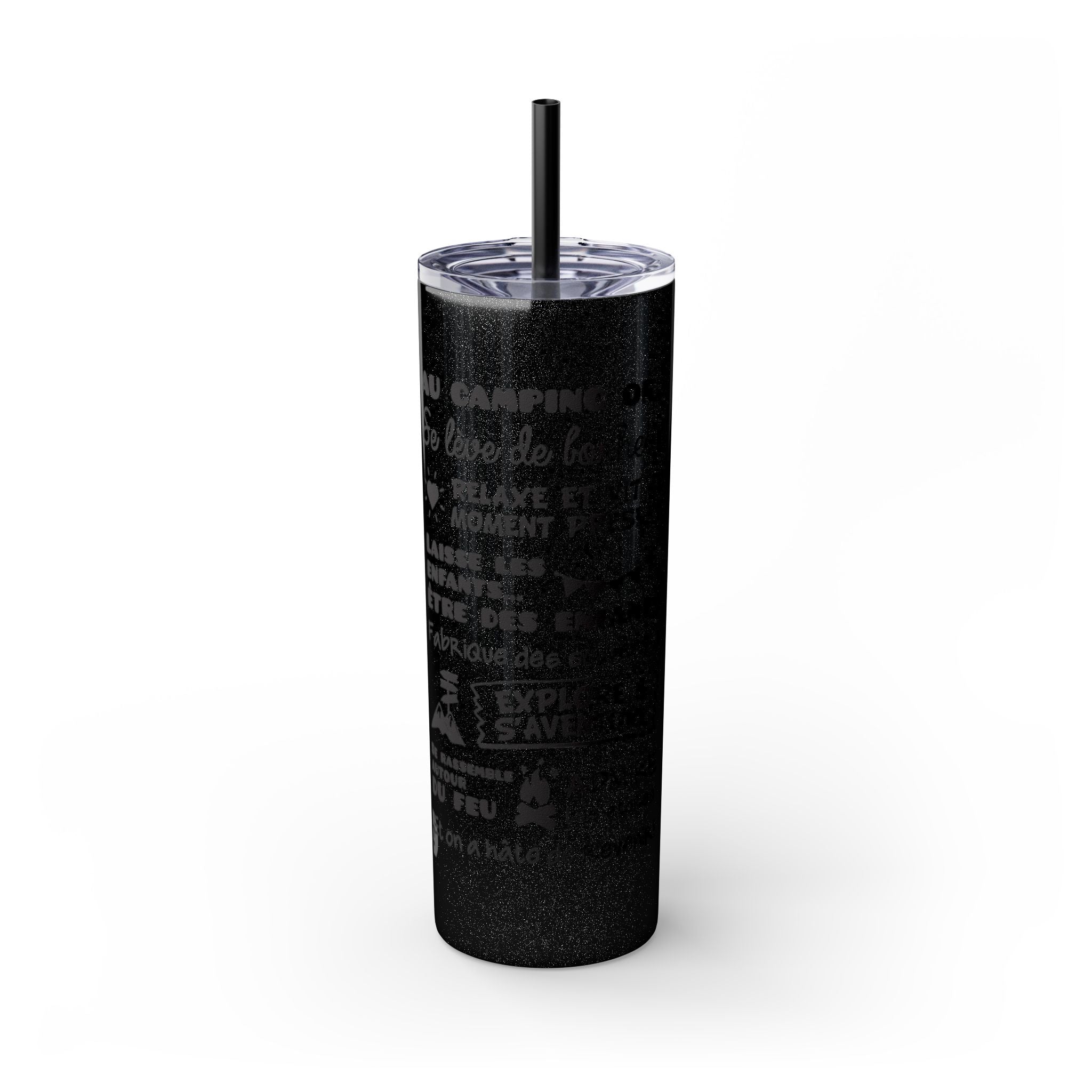 Adventure Camping Skinny Tumbler with Straw – 20oz Insulated Travel Cup for Outdoor Enthusiasts - Roses