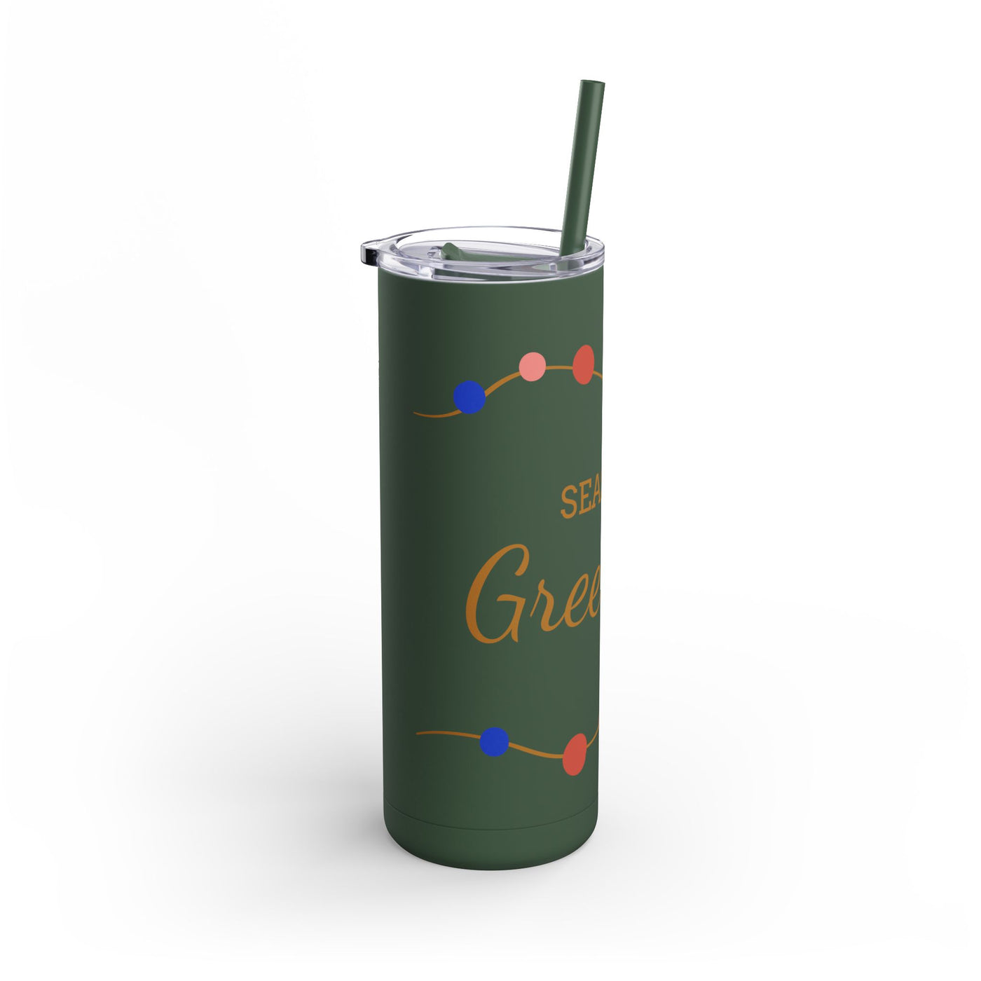 Personalized Season's Greetings Tumbler - 20oz Skinny Matte Drinkware - Roses