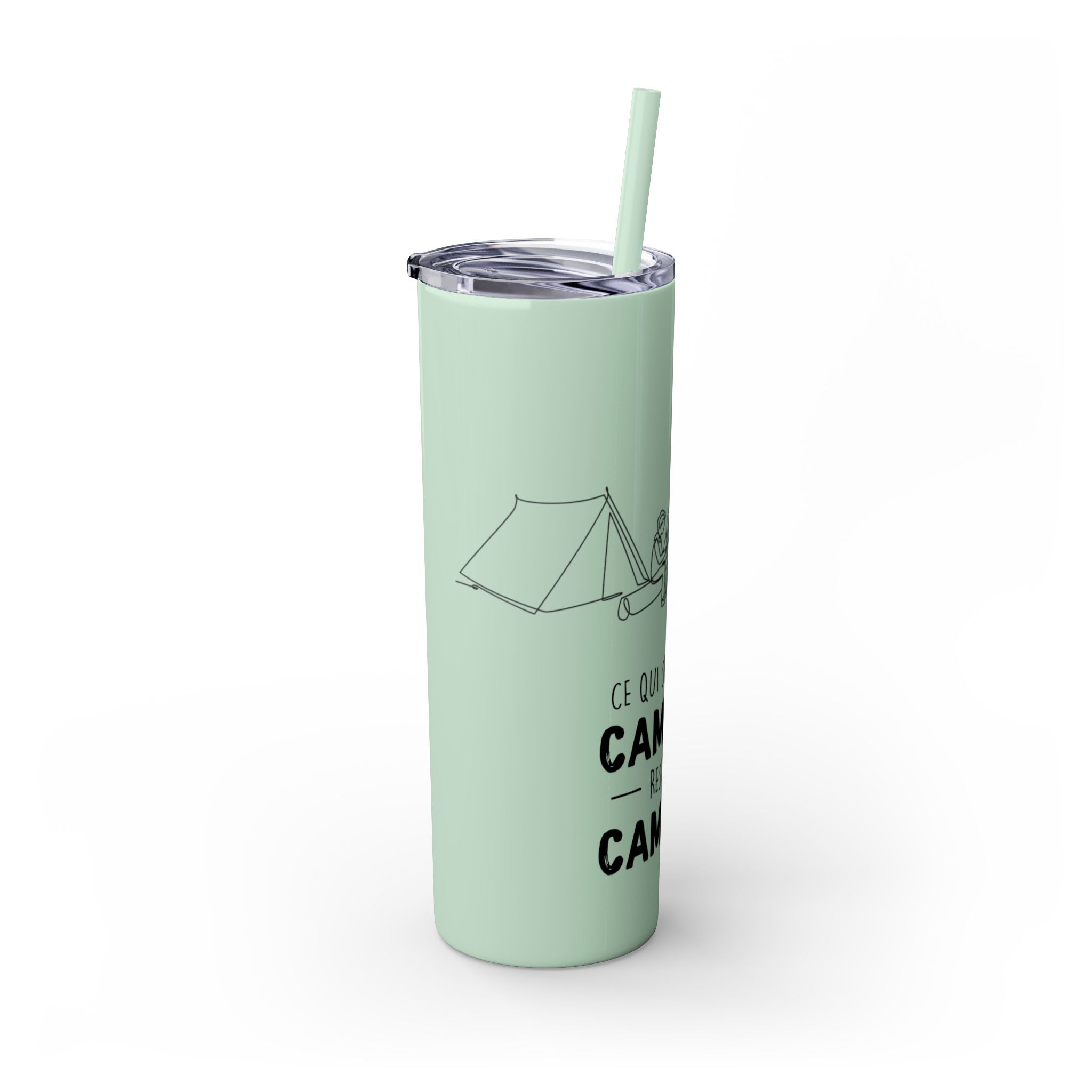 Camping Skinny Tumbler with Straw - 20oz Adventure Travel Mug for Outdoor Lovers