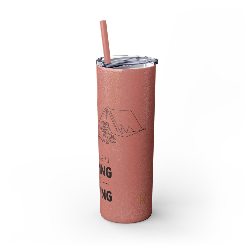 Camping Skinny Tumbler with Straw - 20oz Adventure Travel Mug for Outdoor Lovers - Roses