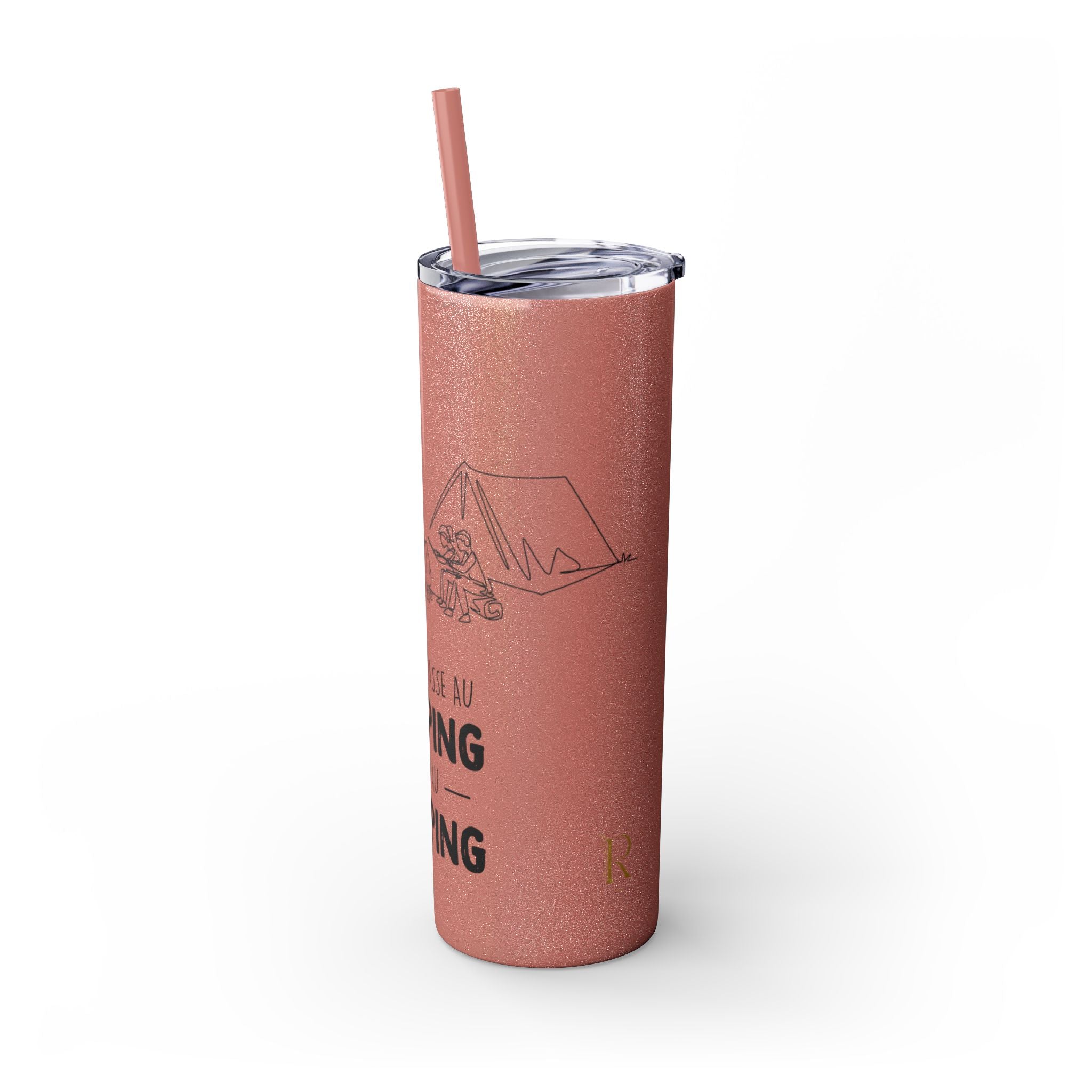 Camping Skinny Tumbler with Straw - 20oz Adventure Travel Mug for Outdoor Lovers - Roses