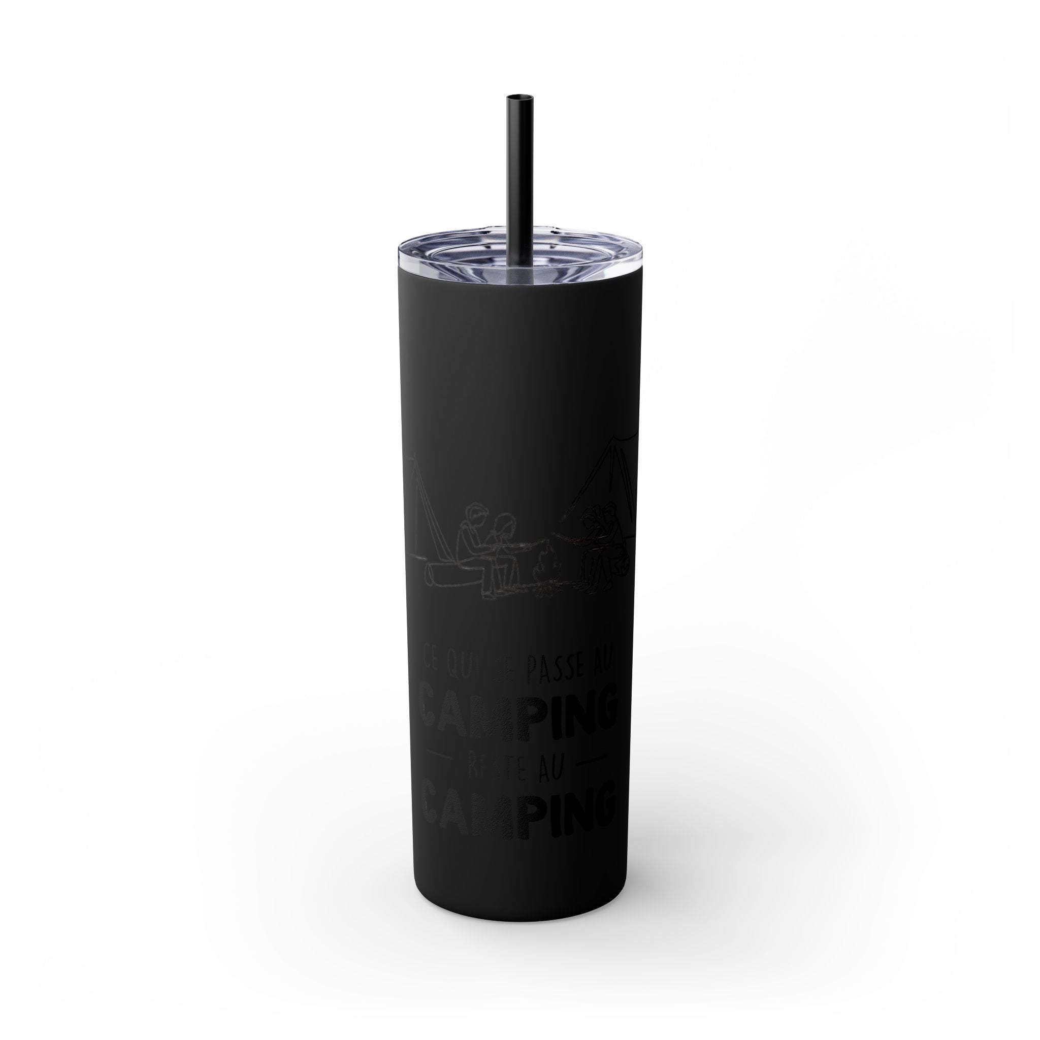 Camping Skinny Tumbler with Straw - 20oz Adventure Travel Mug for Outdoor Lovers - Roses
