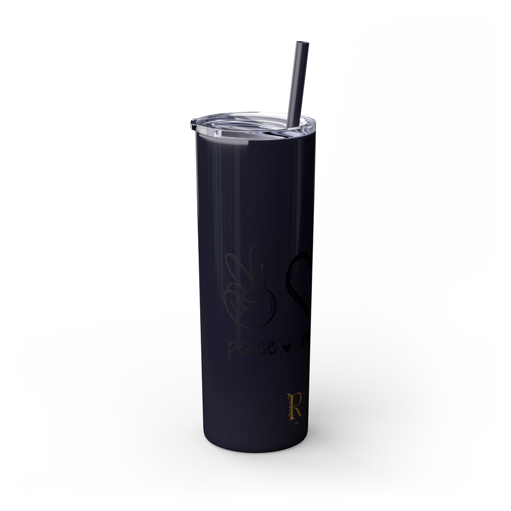 Peace & Love Skinny Tumbler with Straw, 20oz - Stylish Travel Mug for Water, Juice, and Smoothies