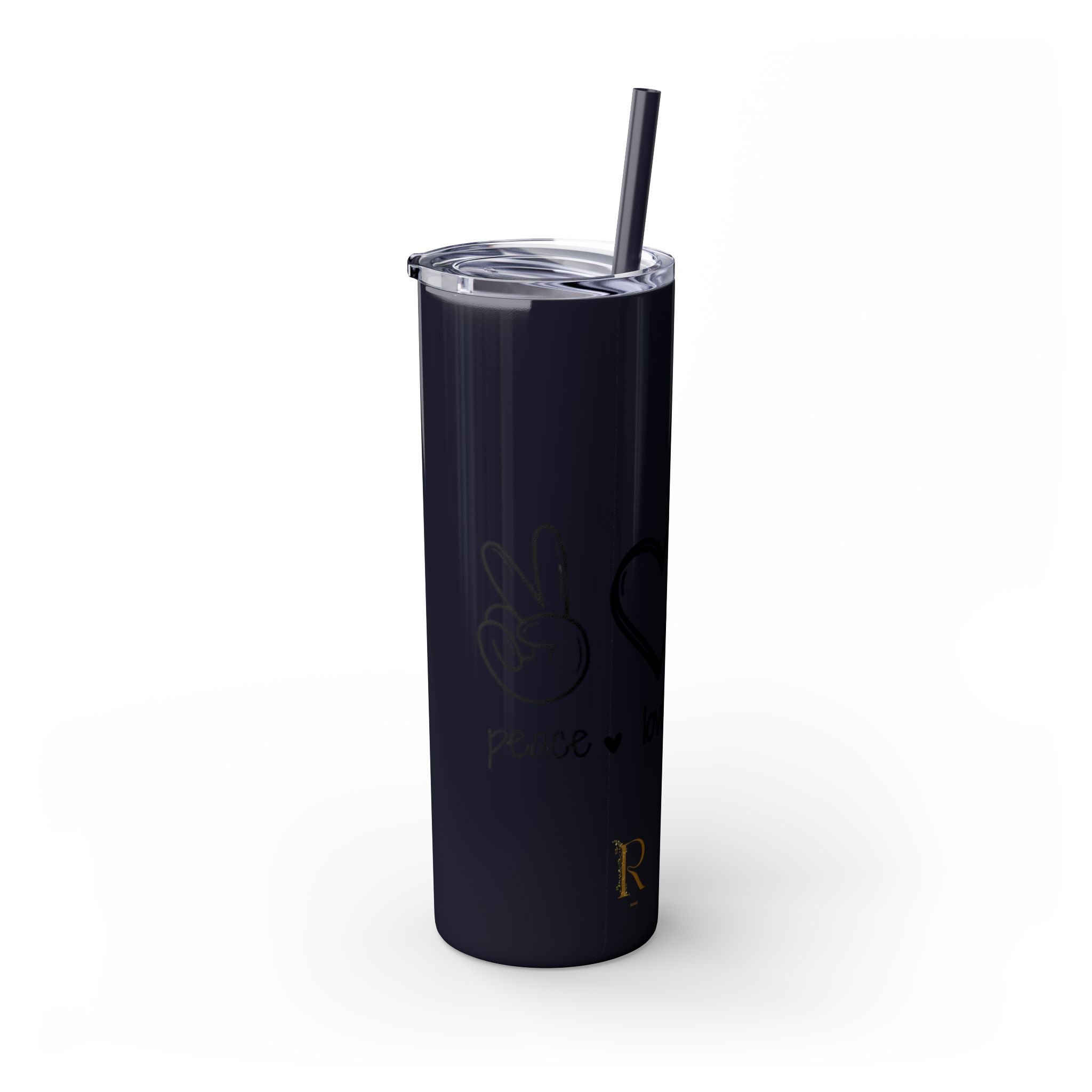 Peace & Love Skinny Tumbler with Straw, 20oz - Stylish Travel Mug for Water, Juice, and Smoothies