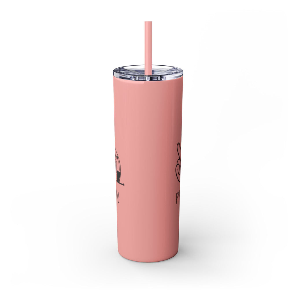 Peace & Love Skinny Tumbler with Straw, 20oz - Stylish Travel Mug for Water, Juice, and Smoothies - Roses