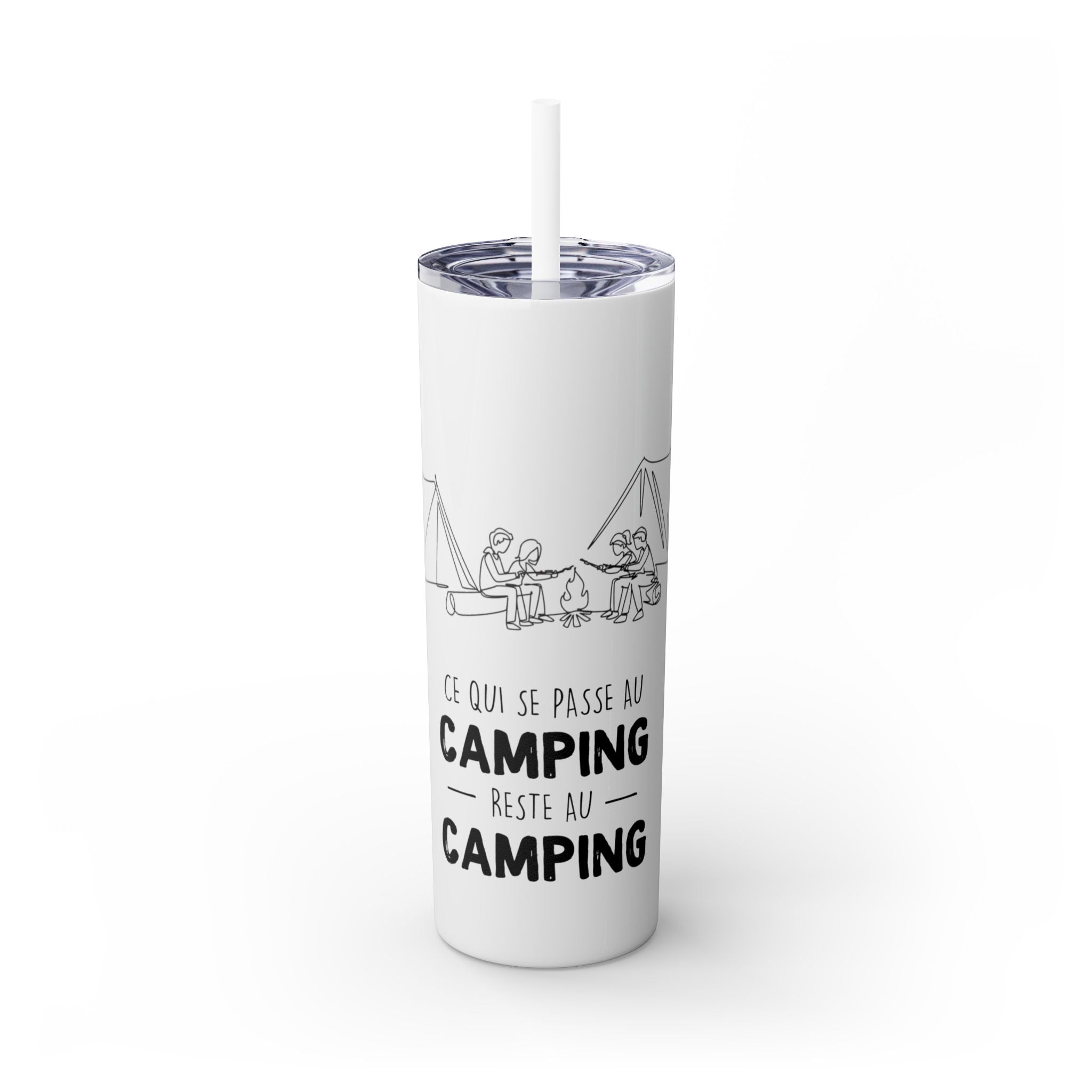 Camping Skinny Tumbler with Straw - 20oz Adventure Travel Mug for Outdoor Lovers - Roses