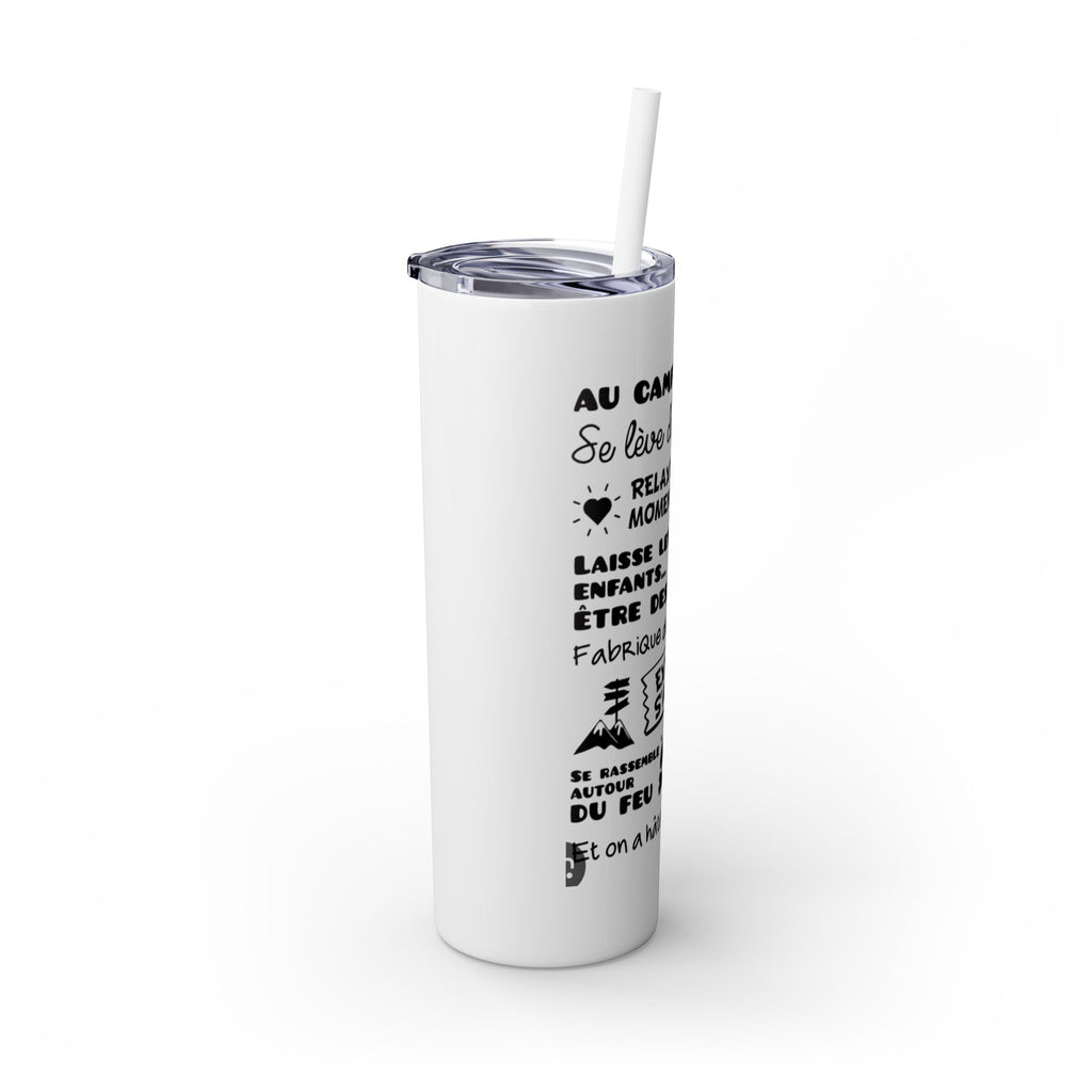 Adventure Camping Skinny Tumbler with Straw – 20oz Insulated Travel Cup for Outdoor Enthusiasts - Roses
