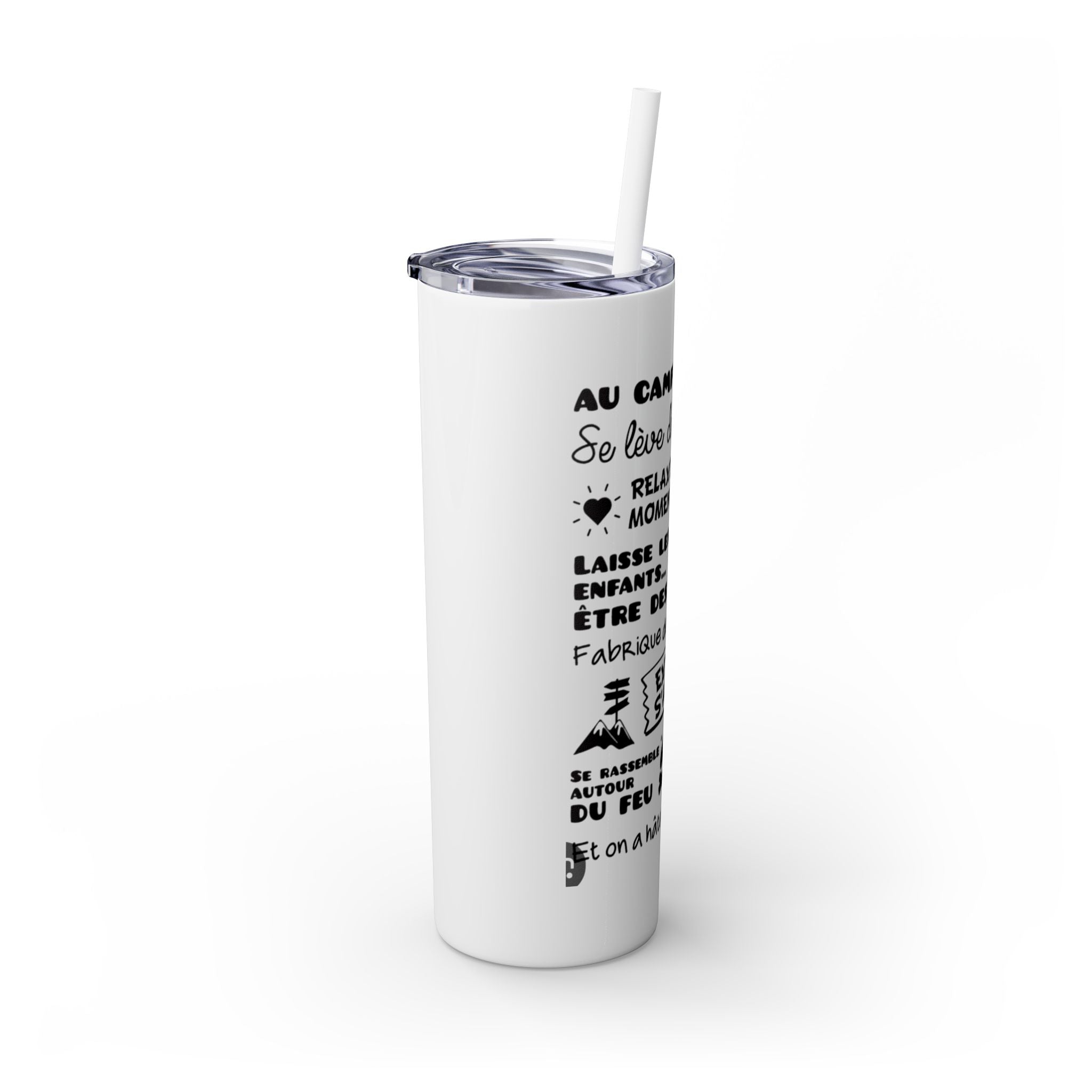 Adventure Camping Skinny Tumbler with Straw – 20oz Insulated Travel Cup for Outdoor Enthusiasts - Roses