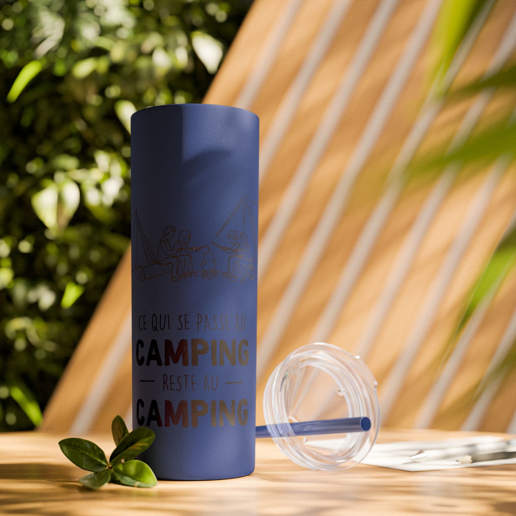 Camping Skinny Tumbler with Straw - 20oz Adventure Travel Mug for Outdoor Lovers