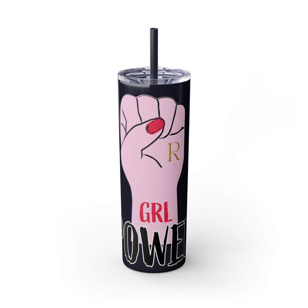 Empowered Girl Power Skinny Tumbler with Straw, 20oz - Roses