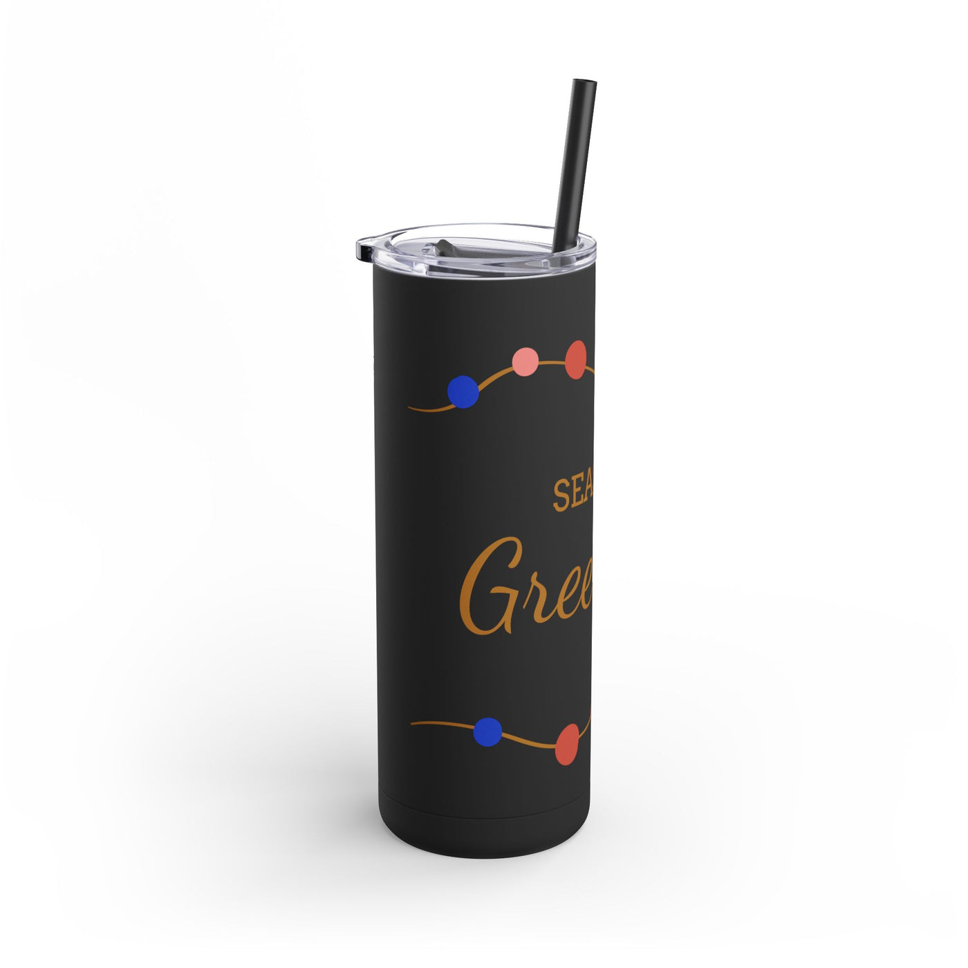 Personalized Season's Greetings Tumbler - 20oz Skinny Matte Drinkware - Roses