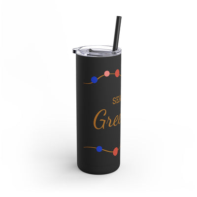Personalized Season's Greetings Tumbler - 20oz Skinny Matte Drinkware - Roses