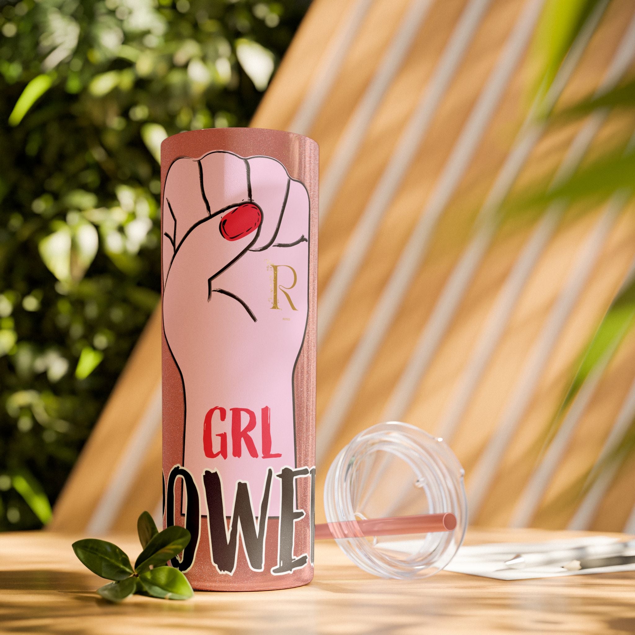 Empowered Girl Power Skinny Tumbler with Straw, 20oz