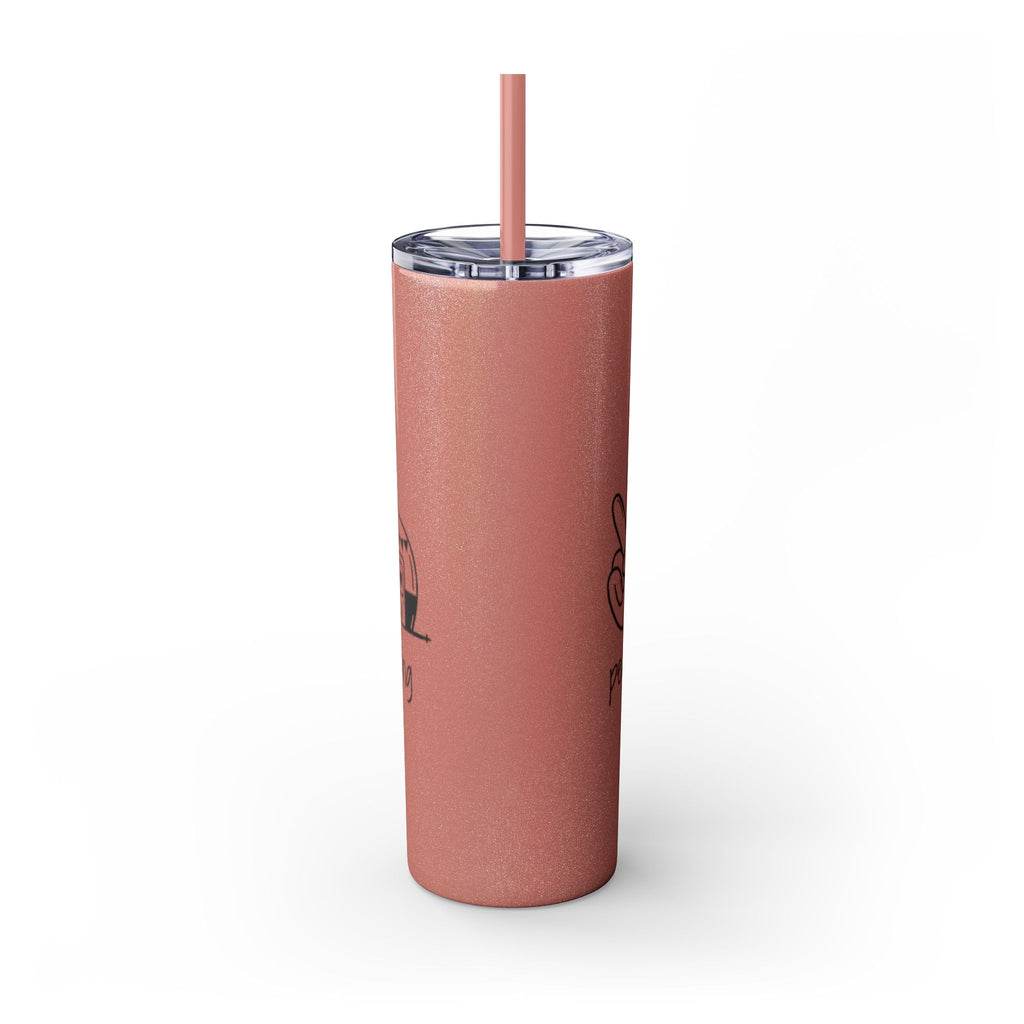 Peace & Love Skinny Tumbler with Straw, 20oz - Stylish Travel Mug for Water, Juice, and Smoothies - Roses