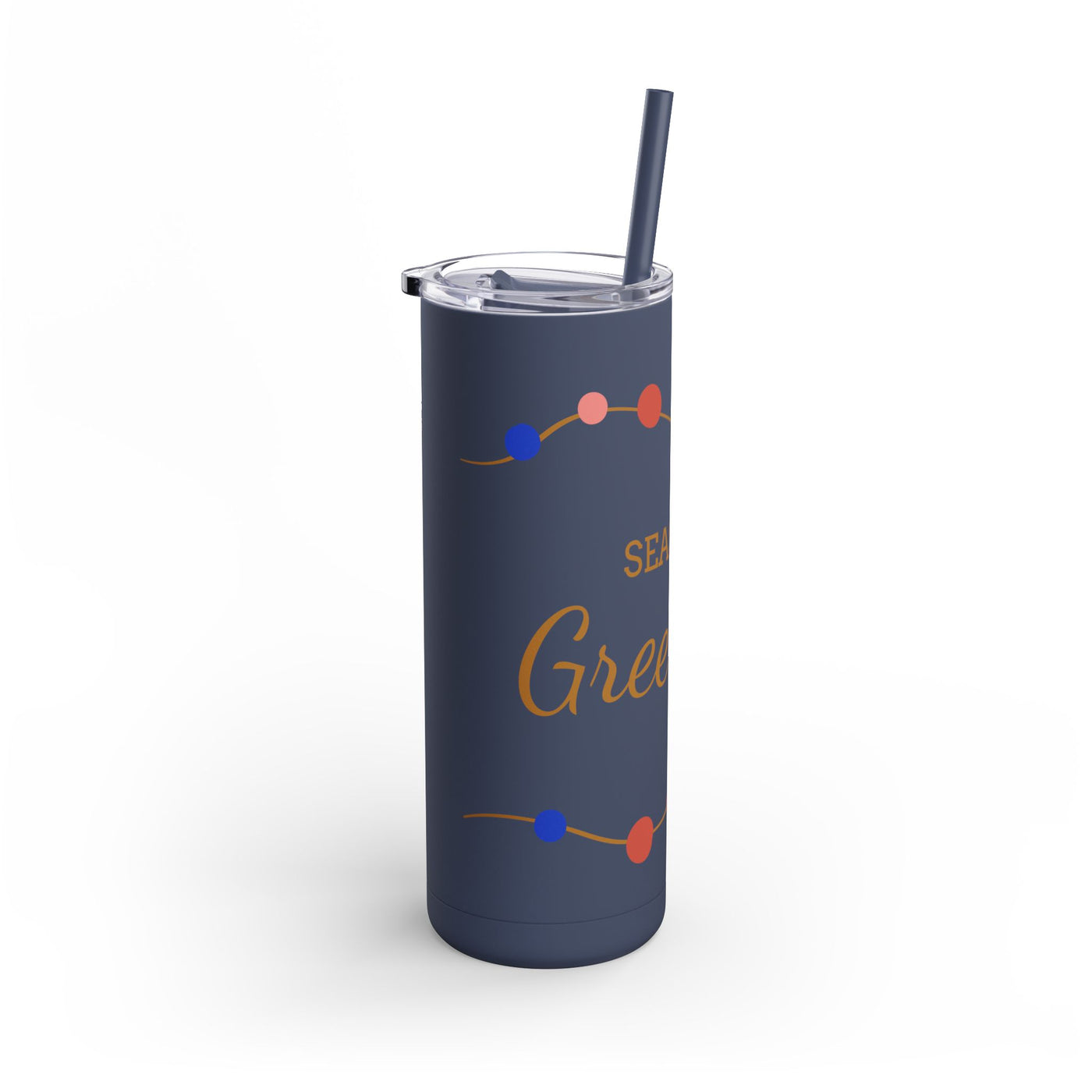 Personalized Season's Greetings Tumbler - 20oz Skinny Matte Drinkware - Roses