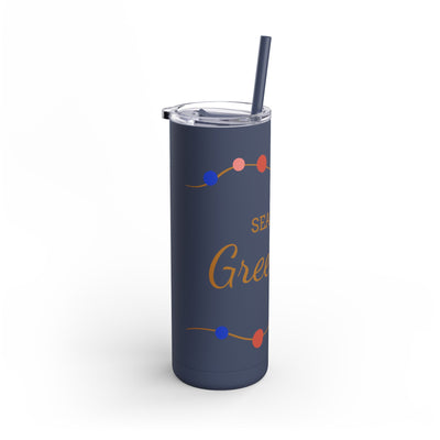 Personalized Season's Greetings Tumbler - 20oz Skinny Matte Drinkware - Roses
