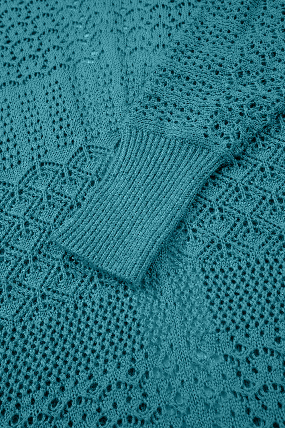 Redwood Burl Mix Pattern Hollow Knit Open Front Cardigan - Roses