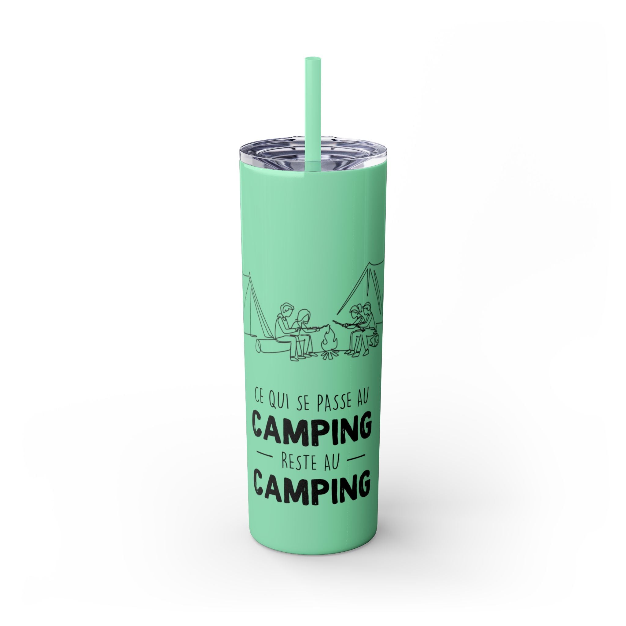Camping Skinny Tumbler with Straw - 20oz Adventure Travel Mug for Outdoor Lovers - Roses