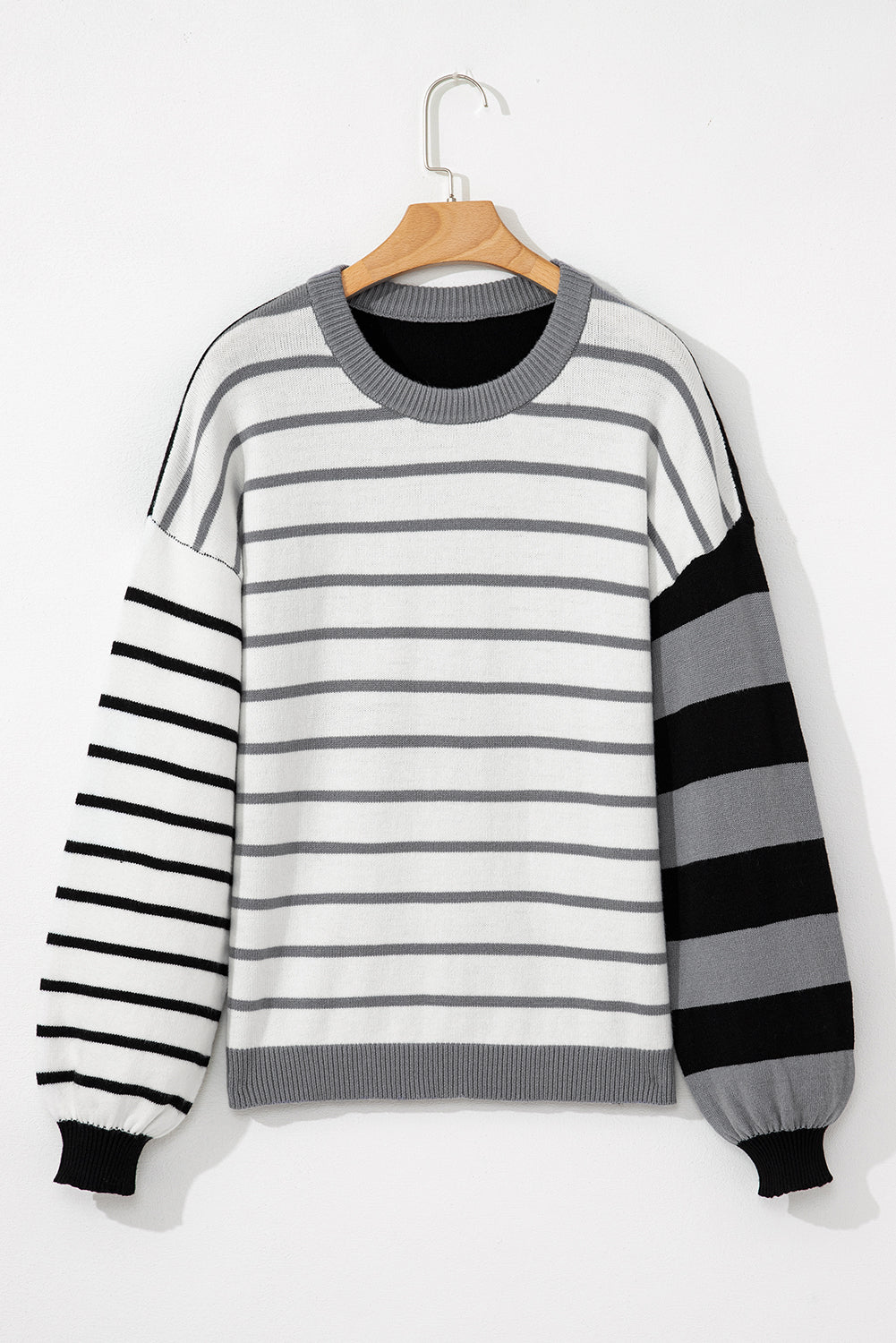 Orange Striped Colorblock Pullover Sweater - Roses