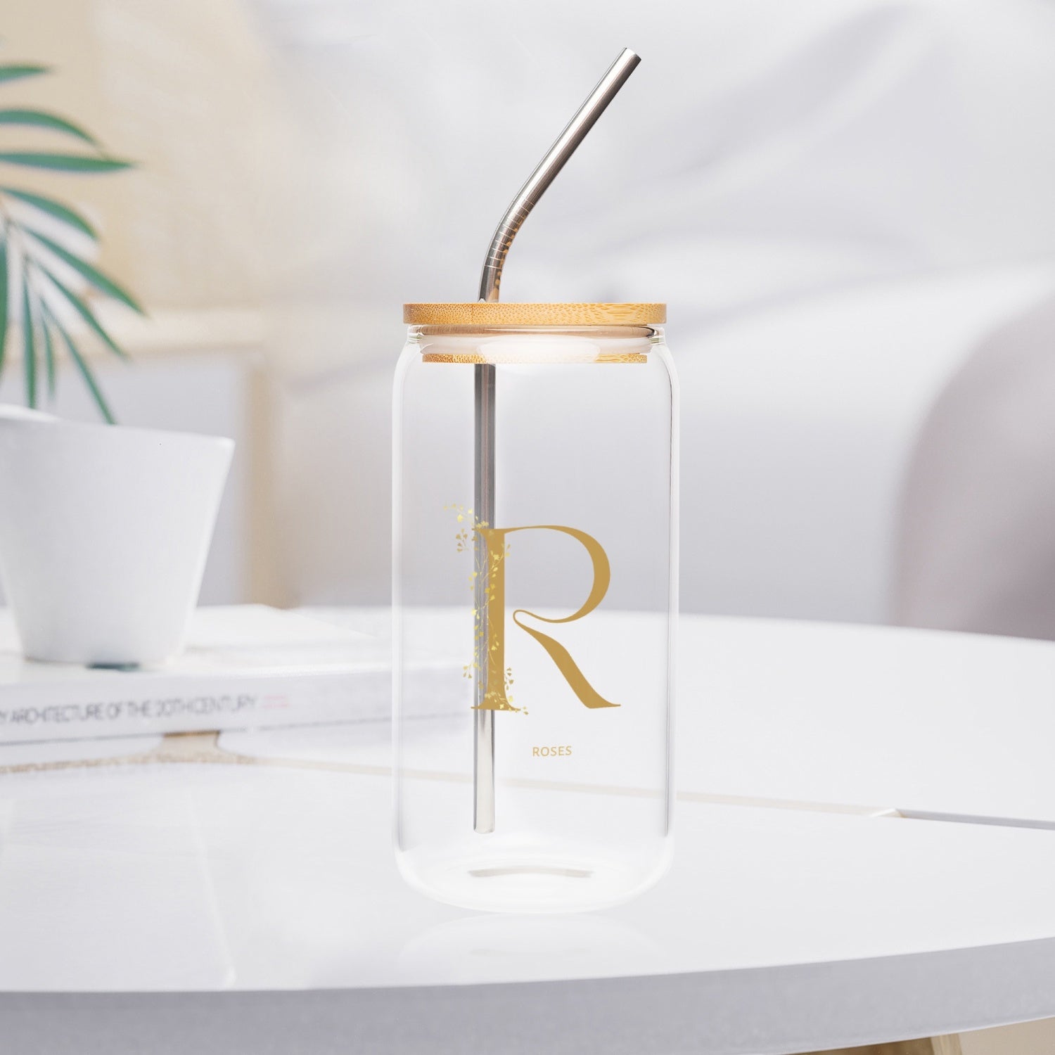 bouteille en verre - Roses