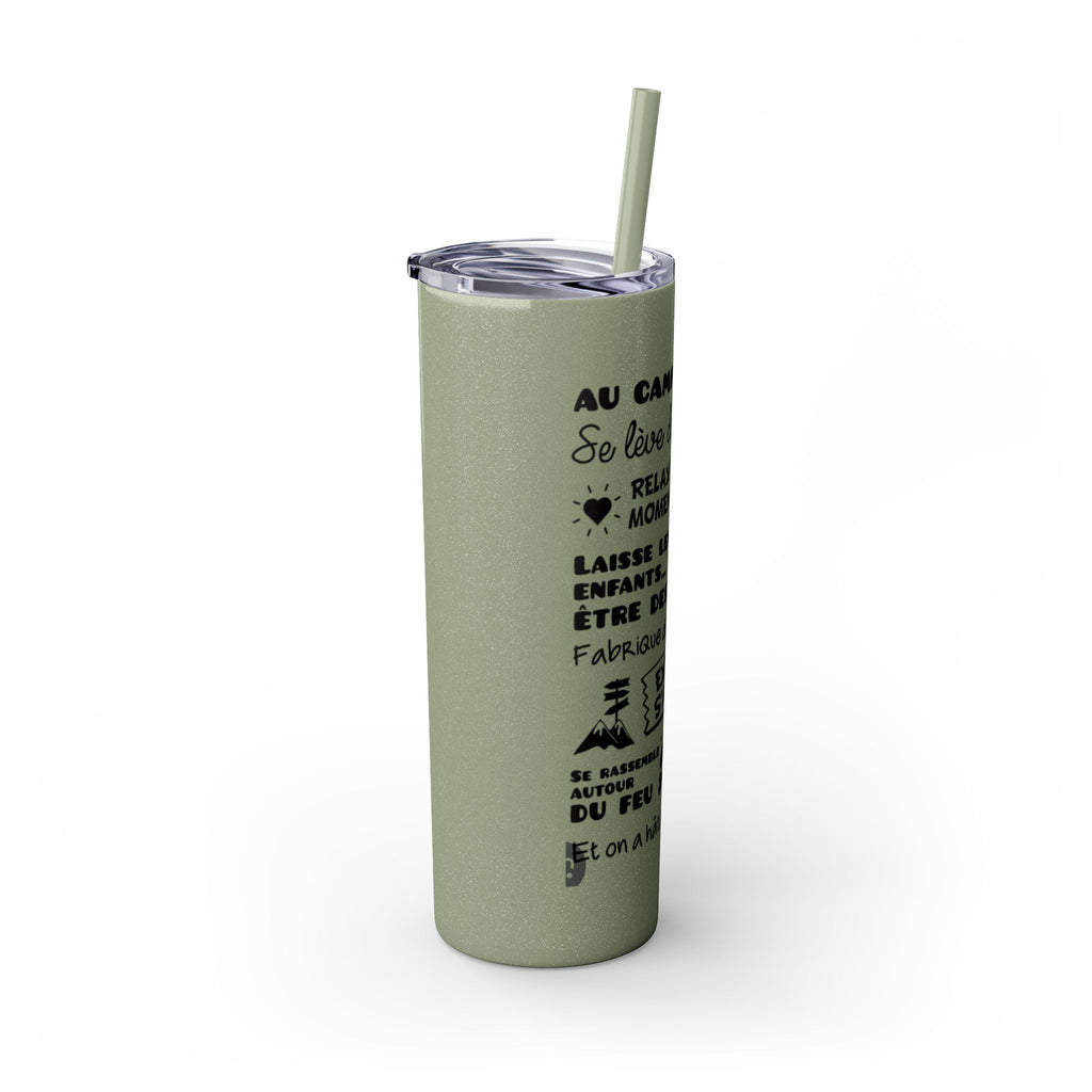 Adventure Camping Skinny Tumbler with Straw – 20oz Insulated Travel Cup for Outdoor Enthusiasts