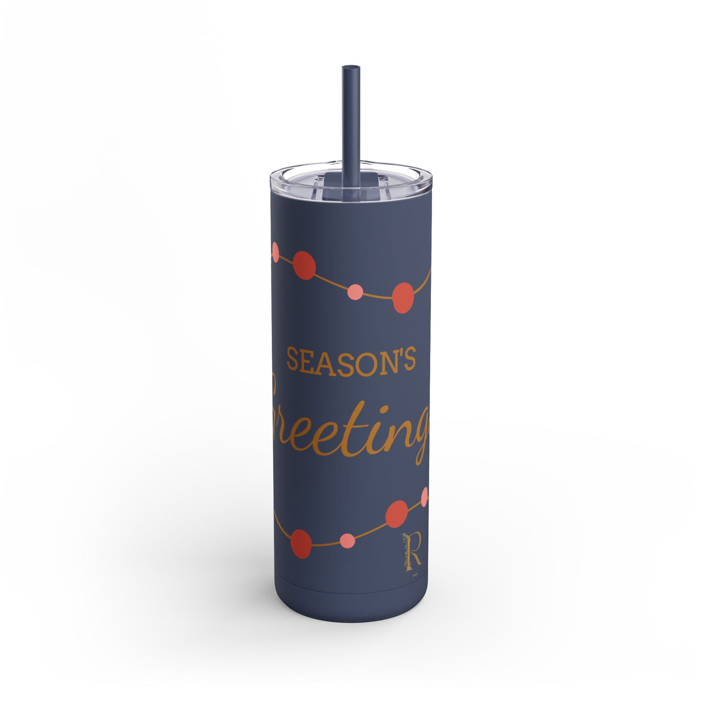 Personalized Season's Greetings Tumbler - 20oz Skinny Matte Drinkware - Roses