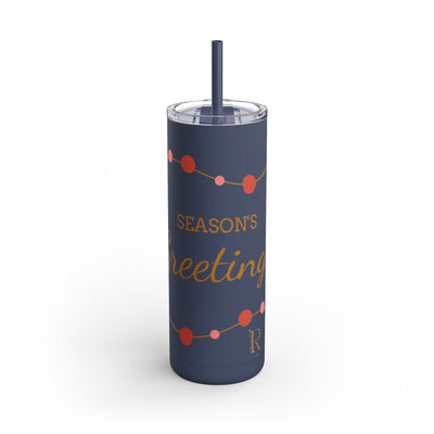 Personalized Season's Greetings Tumbler - 20oz Skinny Matte Drinkware - Roses