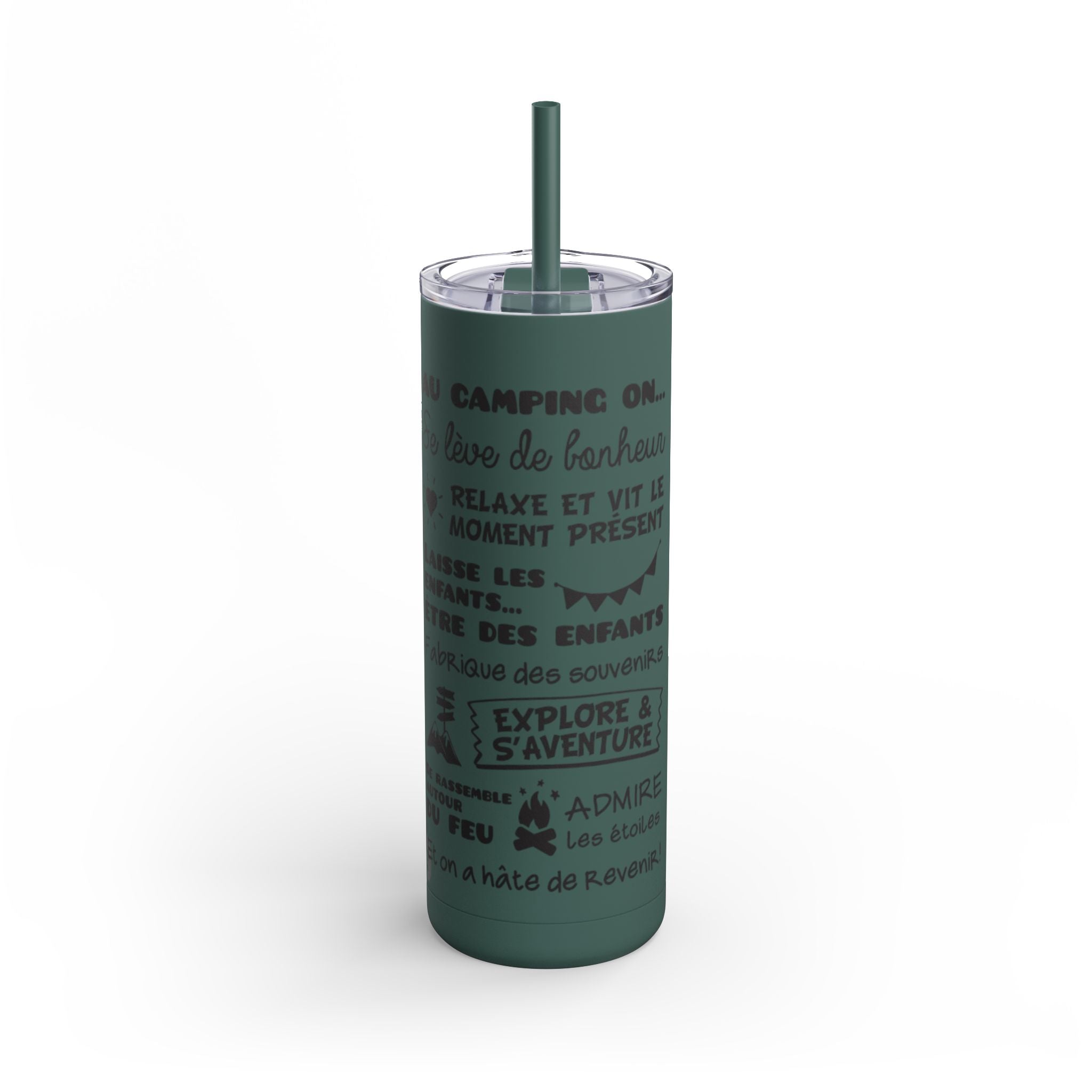 Outdoor Adventure Tumbler - 20oz Skinny Matte Drinkware with Inspirational Quotes - Roses
