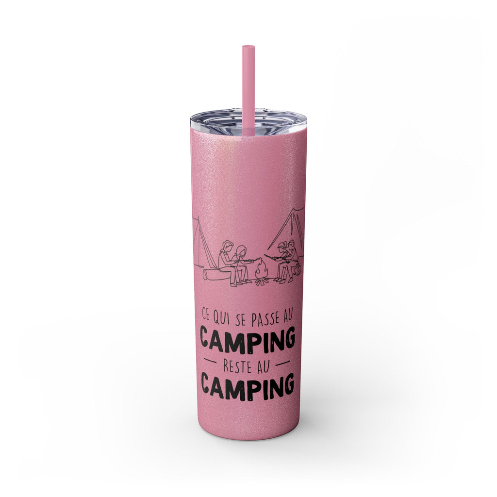 Camping Skinny Tumbler with Straw - 20oz Adventure Travel Mug for Outdoor Lovers - Roses