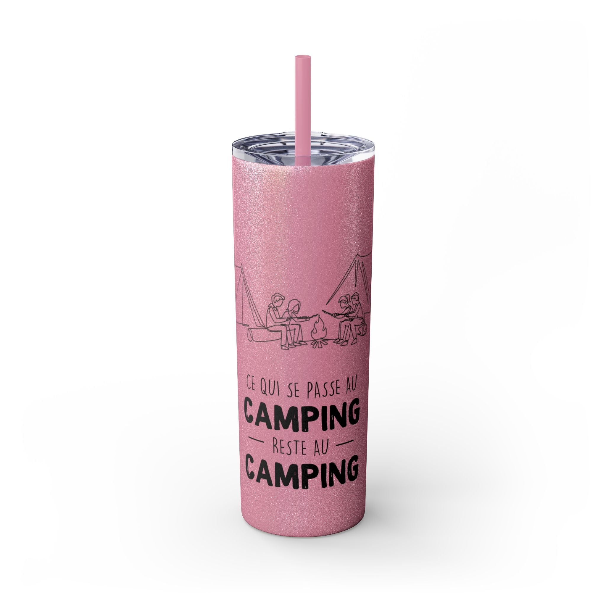 Camping Skinny Tumbler with Straw - 20oz Adventure Travel Mug for Outdoor Lovers - Roses