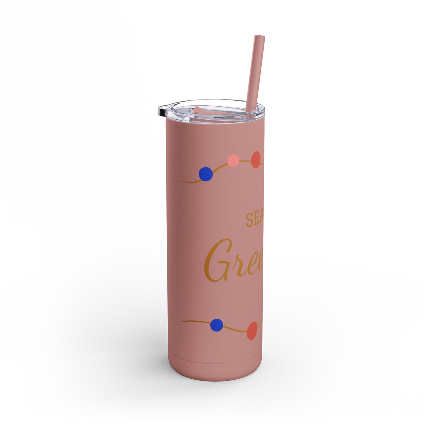 Personalized Season's Greetings Tumbler - 20oz Skinny Matte Drinkware - Roses