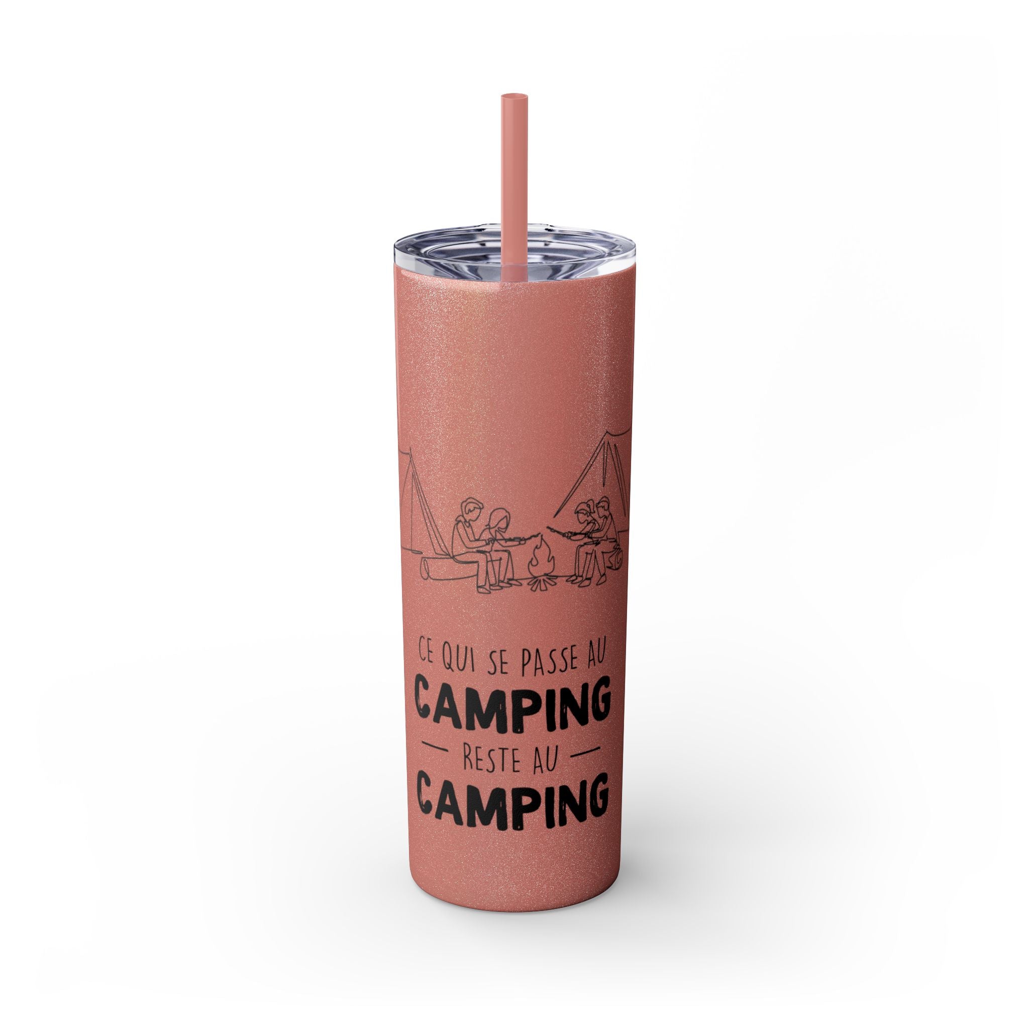 Camping Skinny Tumbler with Straw - 20oz Adventure Travel Mug for Outdoor Lovers - Roses