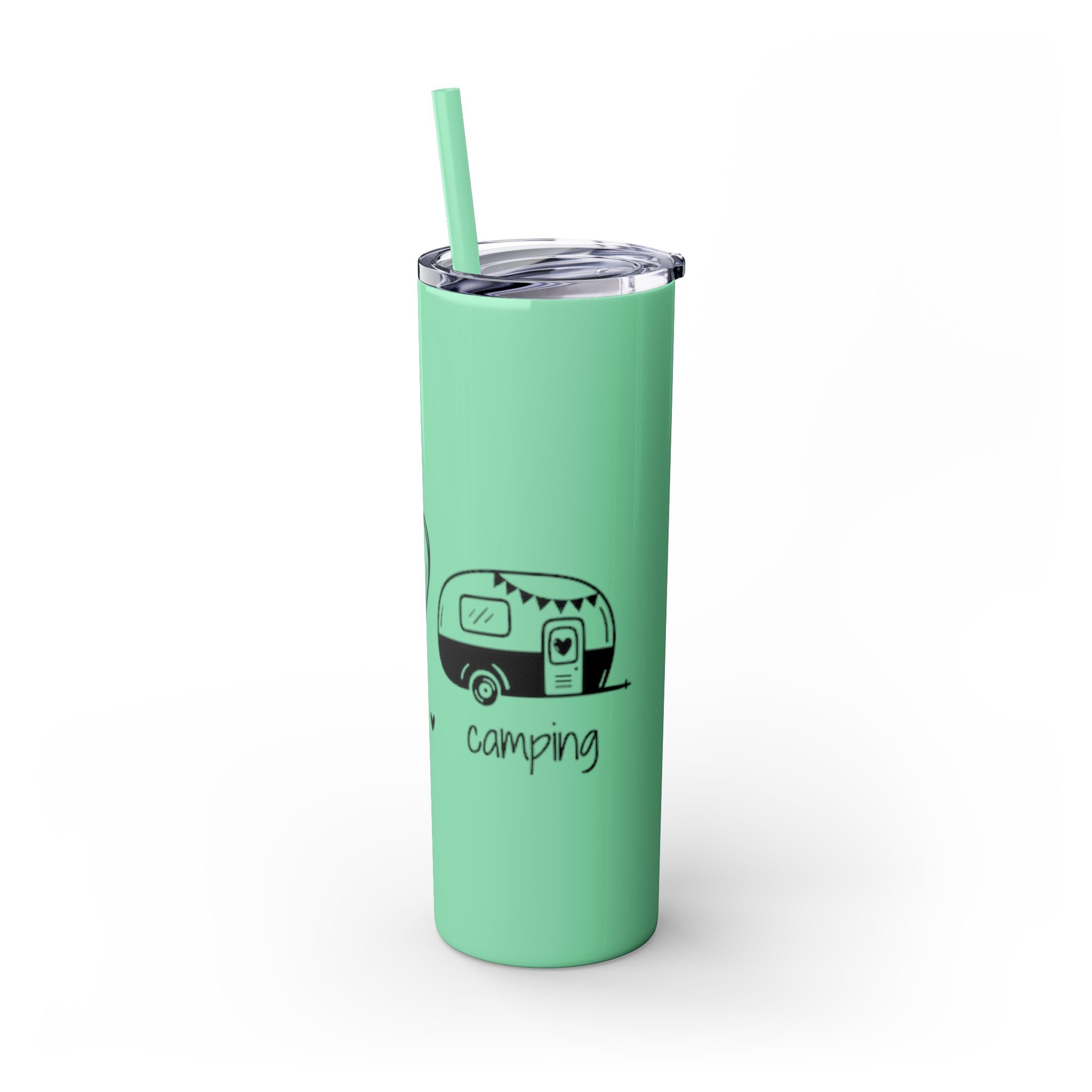 Peace & Love Skinny Tumbler with Straw, 20oz - Stylish Travel Mug for Water, Juice, and Smoothies