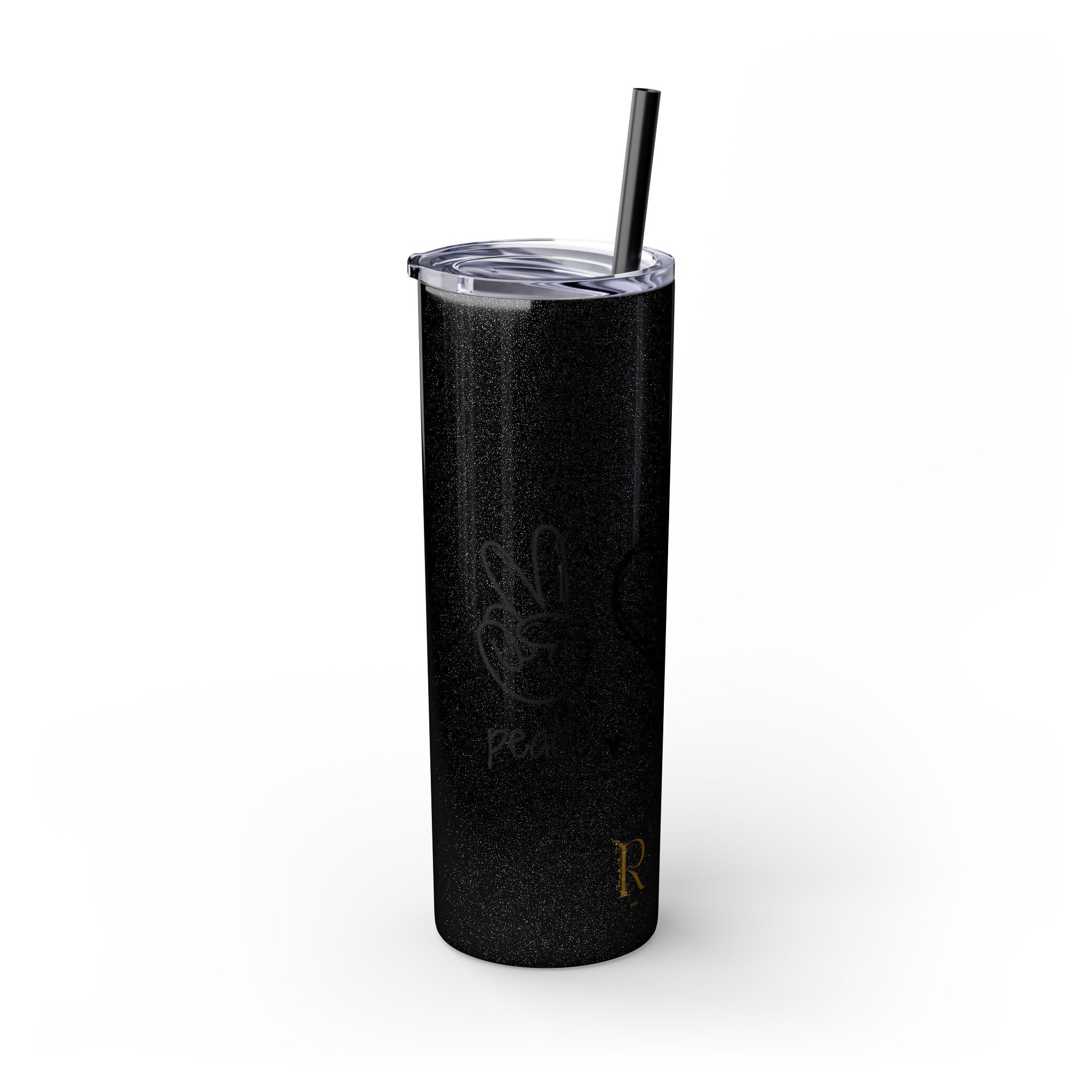 Peace & Love Skinny Tumbler with Straw, 20oz - Stylish Travel Mug for Water, Juice, and Smoothies