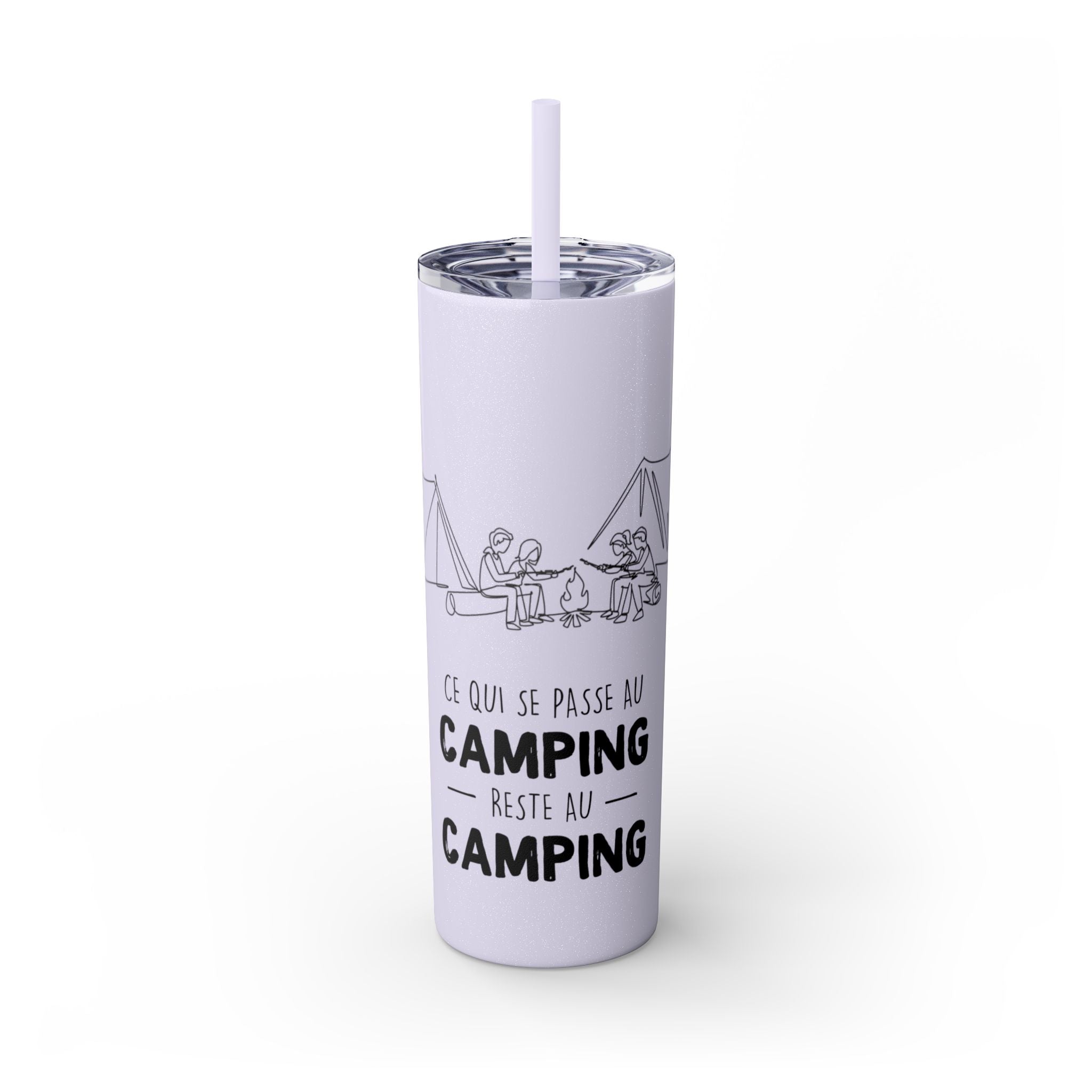 Camping Skinny Tumbler with Straw - 20oz Adventure Travel Mug for Outdoor Lovers - Roses