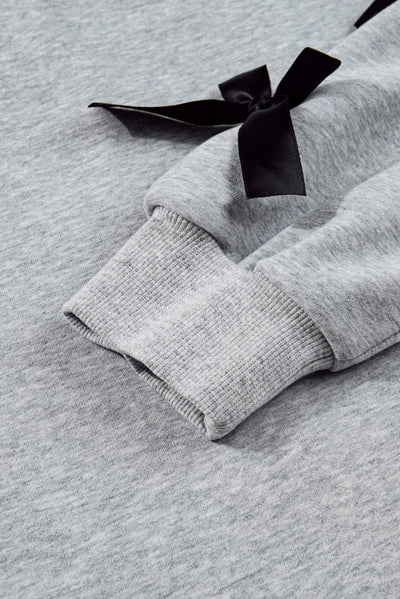 Sweat-shirt de cou rond à manche de gris gris clair
