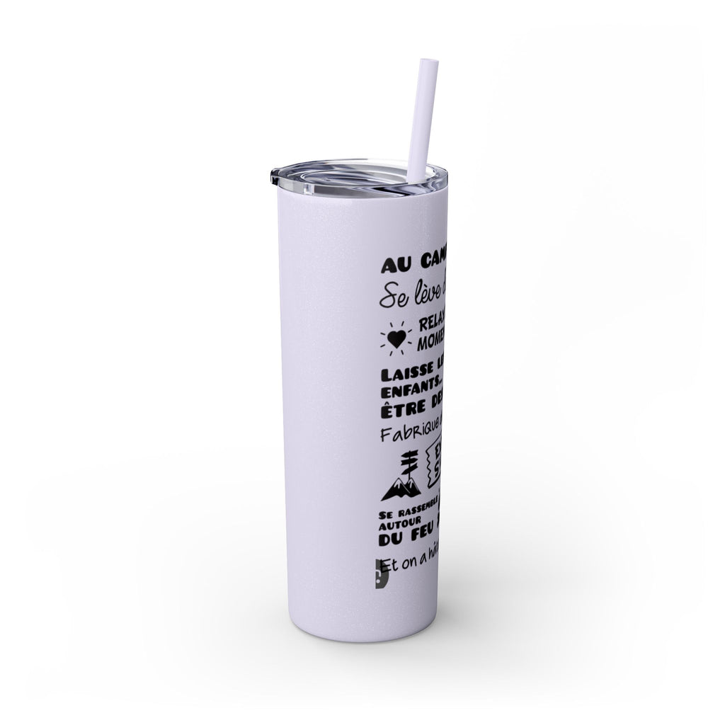 Adventure Camping Skinny Tumbler with Straw – 20oz Insulated Travel Cup for Outdoor Enthusiasts