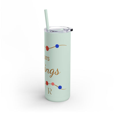Personalized Season's Greetings Tumbler - 20oz Skinny Matte Drinkware - Roses