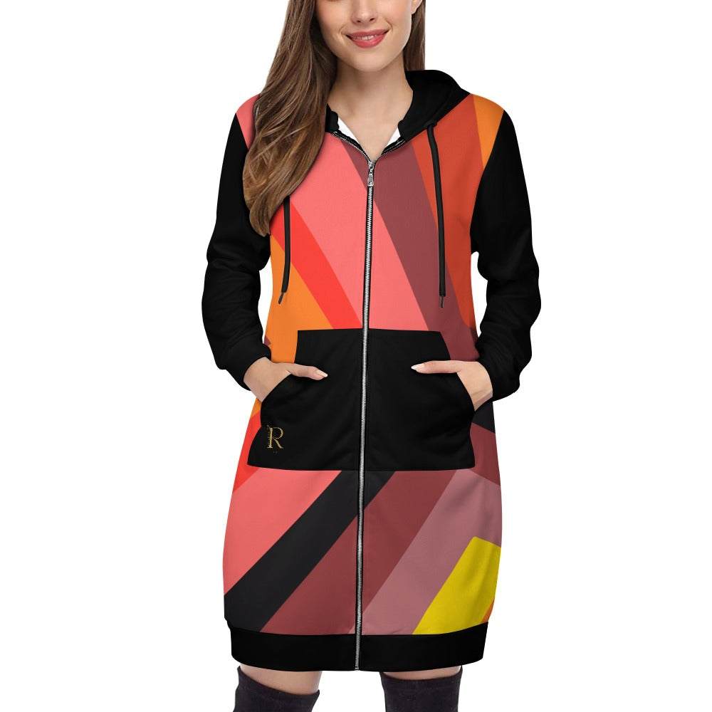 Women's full print long Hoodie - Roses