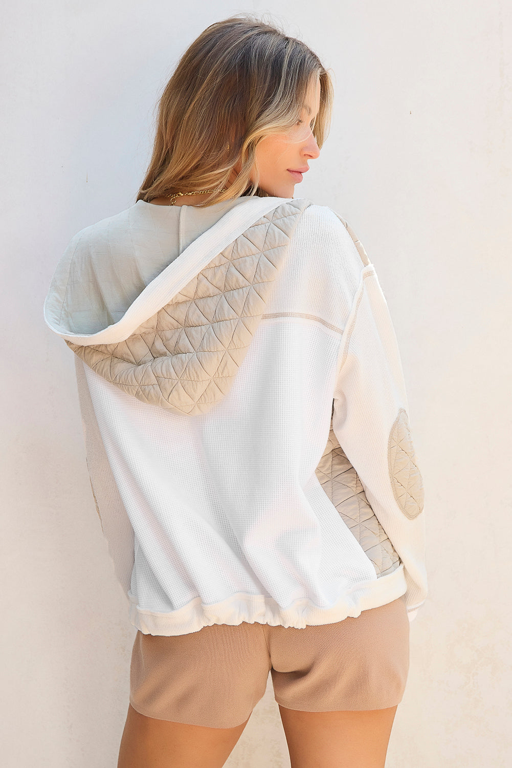 Jungle Green Quilted Textured Patchwork Jacket