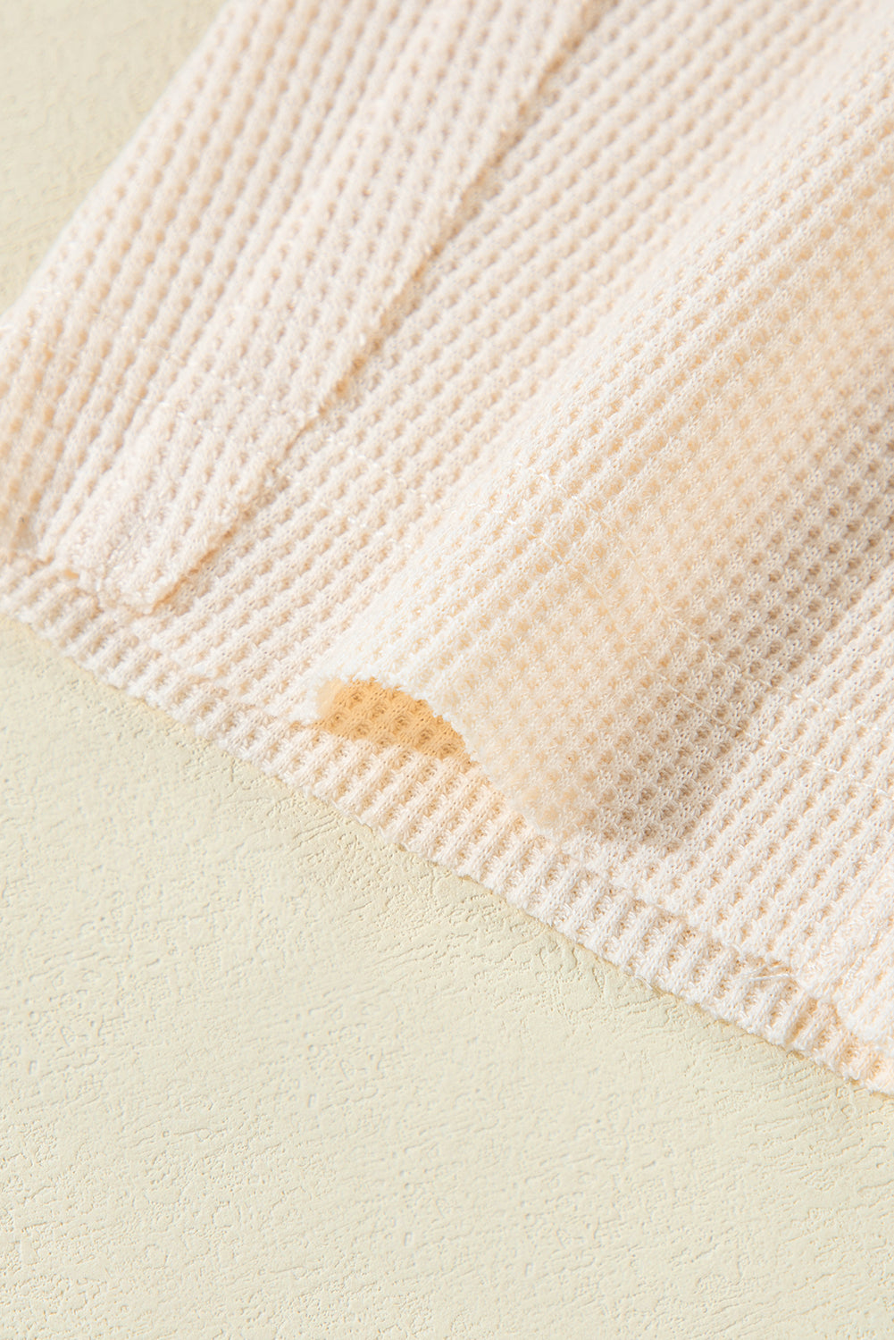 Jet Stream Waffle Long Sleeve Collar Half Button Loose Top - Roses