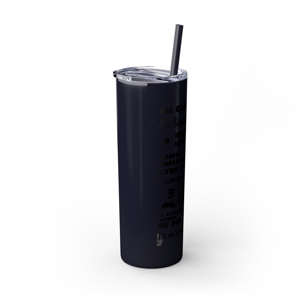 Adventure Camping Skinny Tumbler with Straw – 20oz Insulated Travel Cup for Outdoor Enthusiasts