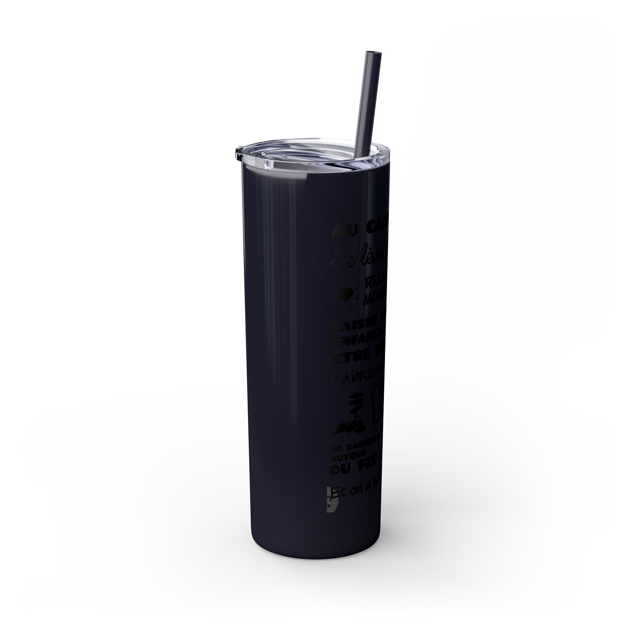 Adventure Camping Skinny Tumbler with Straw – 20oz Insulated Travel Cup for Outdoor Enthusiasts
