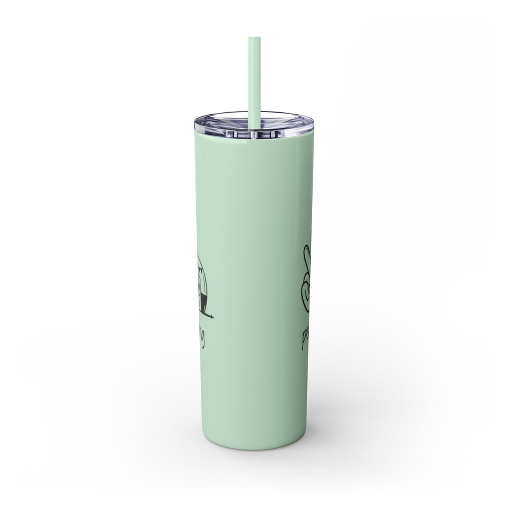 Peace & Love Skinny Tumbler with Straw, 20oz - Stylish Travel Mug for Water, Juice, and Smoothies - Roses