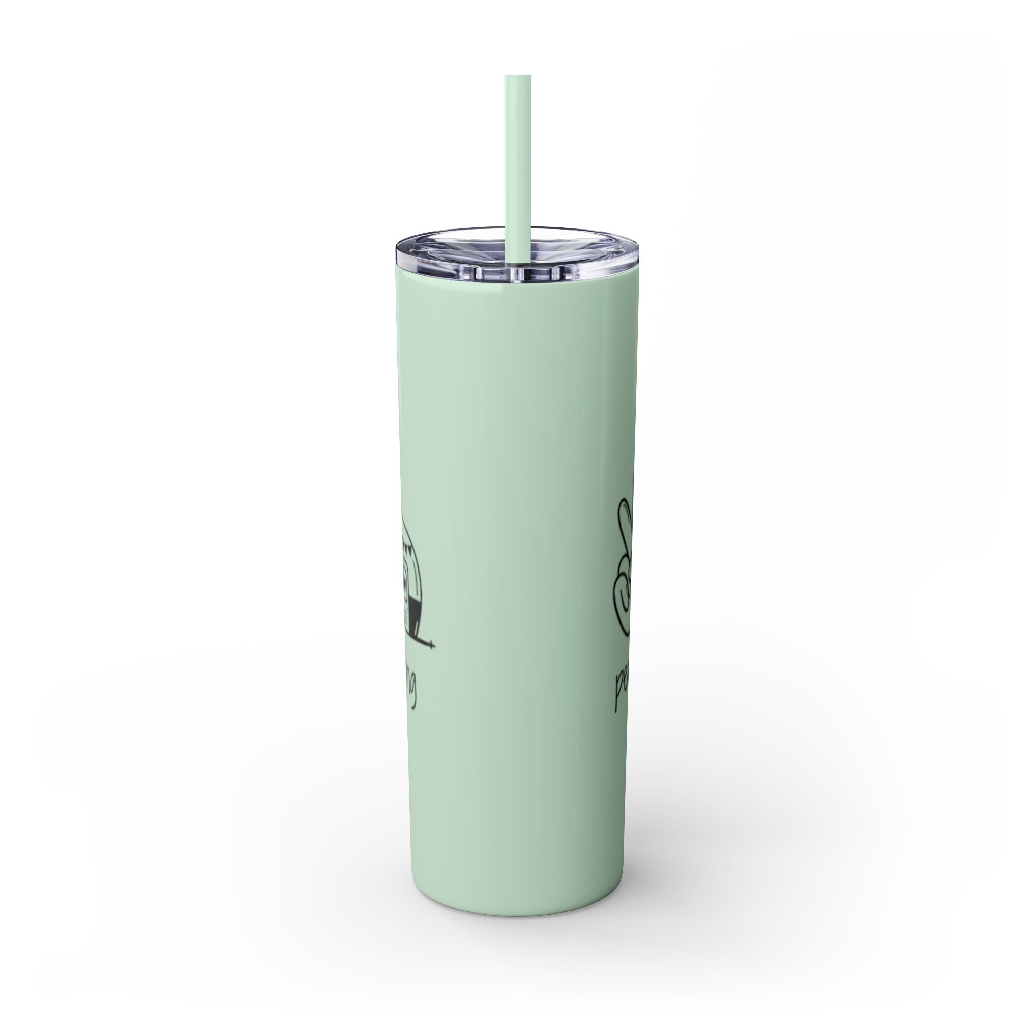 Peace & Love Skinny Tumbler with Straw, 20oz - Stylish Travel Mug for Water, Juice, and Smoothies - Roses