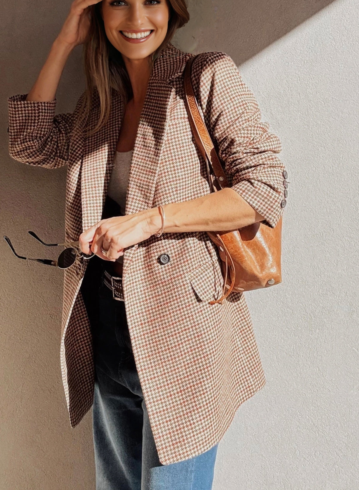 Blazer mit Reverskragen in einem satten Braunton