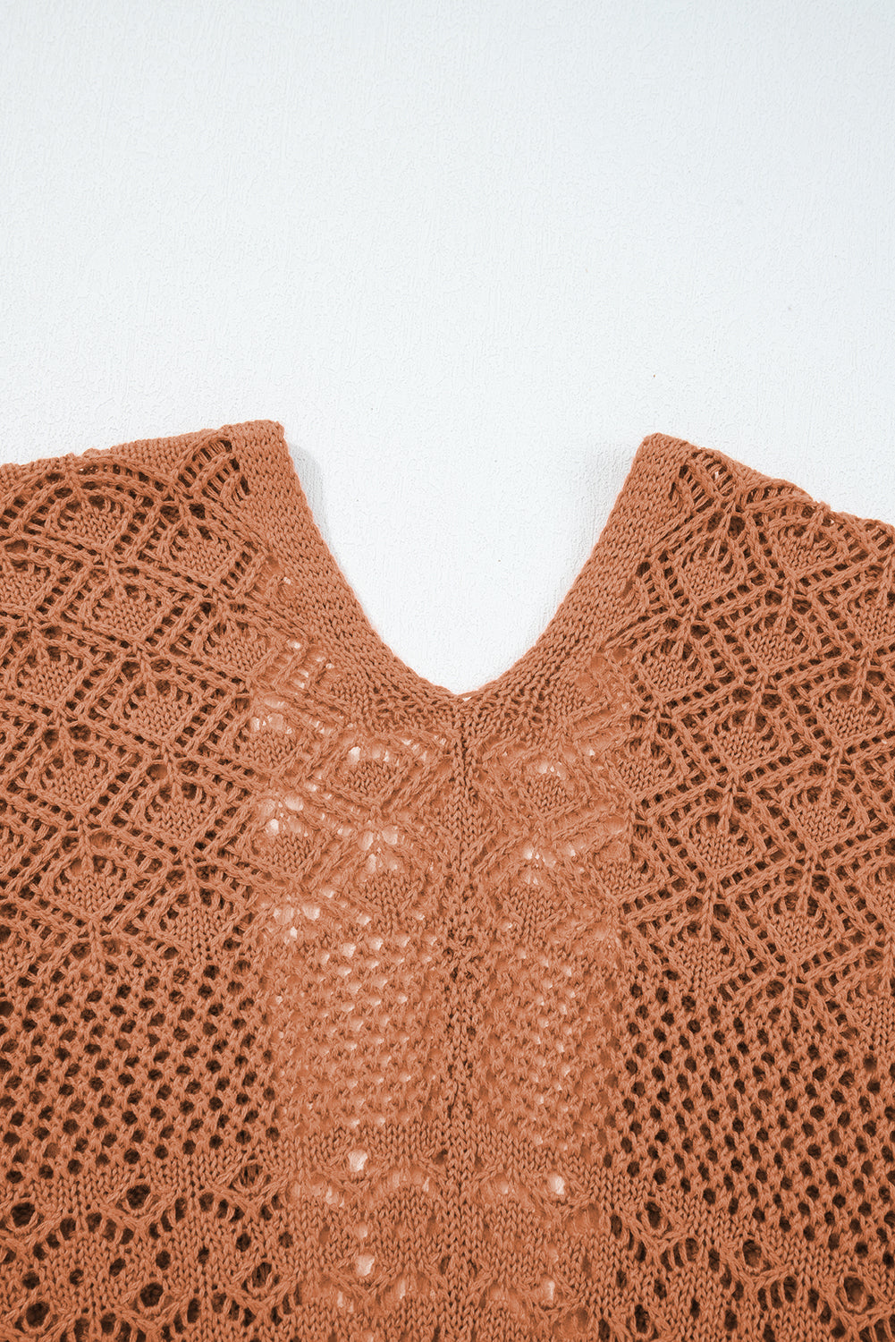 Redwood Burl Mix Pattern Hollow Knit Open Front Cardigan - Roses