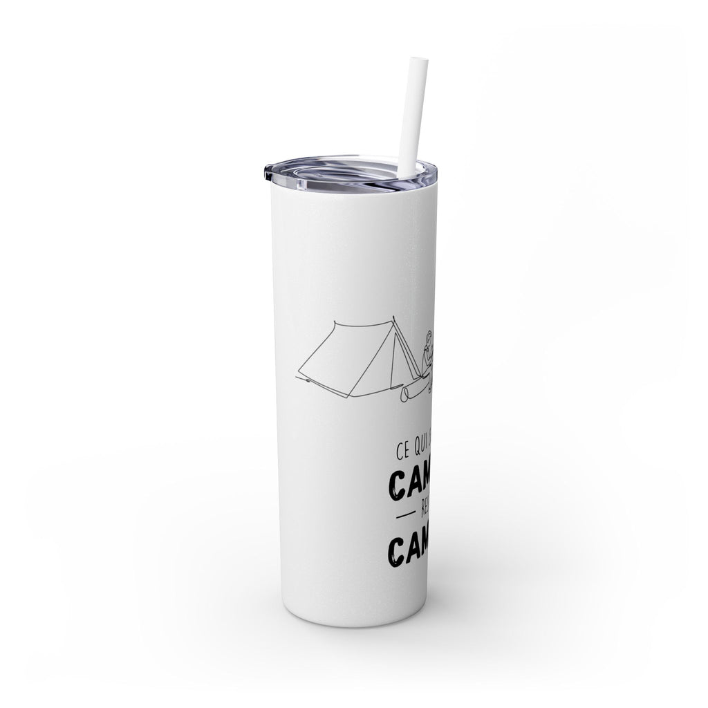 Camping Skinny Tumbler with Straw - 20oz Adventure Travel Mug for Outdoor Lovers - Roses